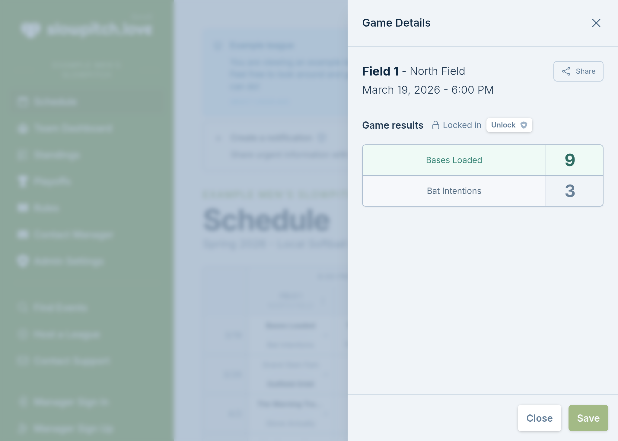 A screenshot of an email sent by the slowpitch.love service that reminds captains to enter their scores after a game completes